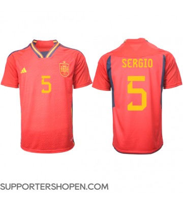 Spanien Sergio Busquets #5 Hemma Matchtröja VM 2022 Kortärmad